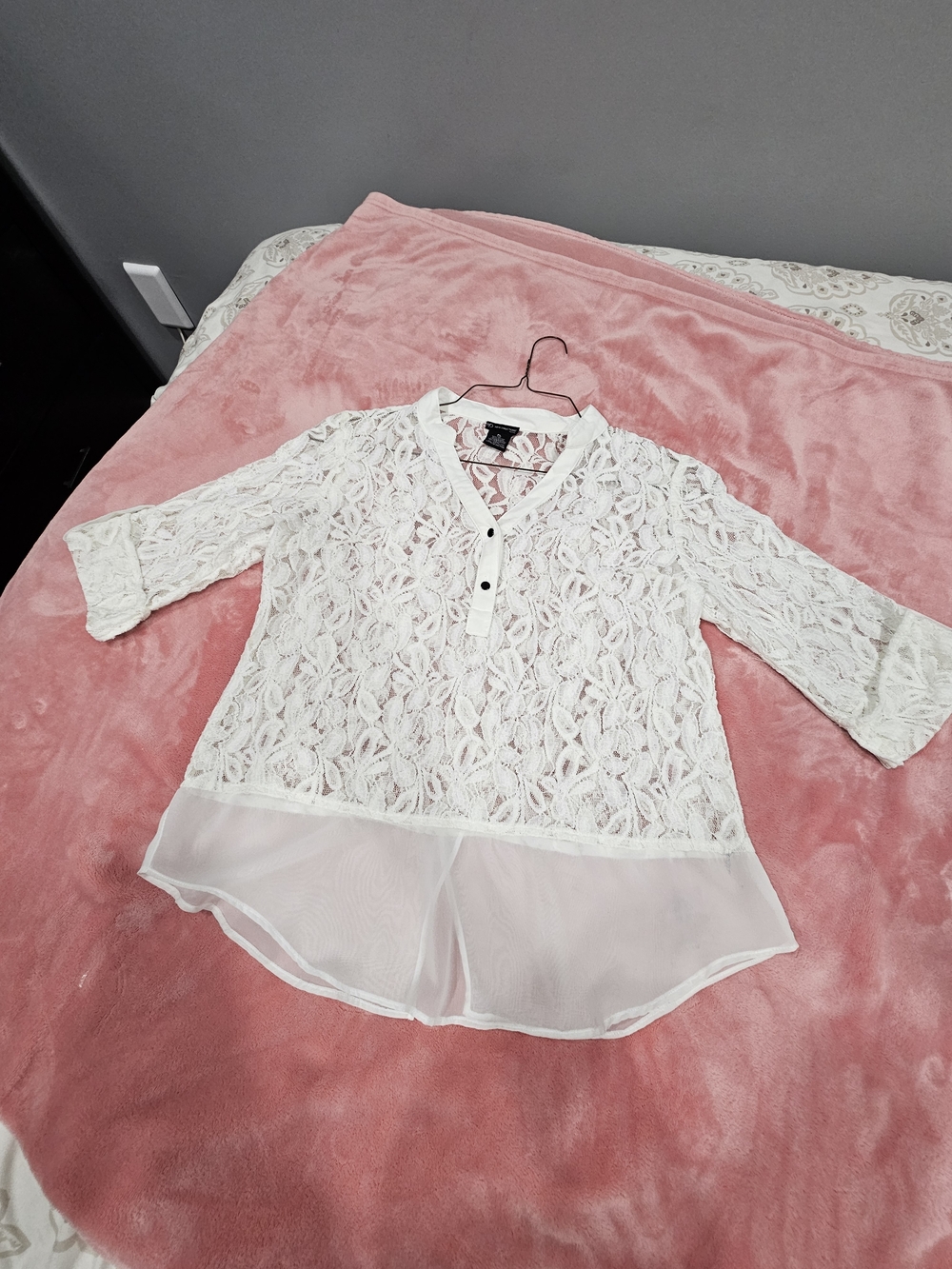 new directions White Lace & Chiffon Layered Girls' Blouse
